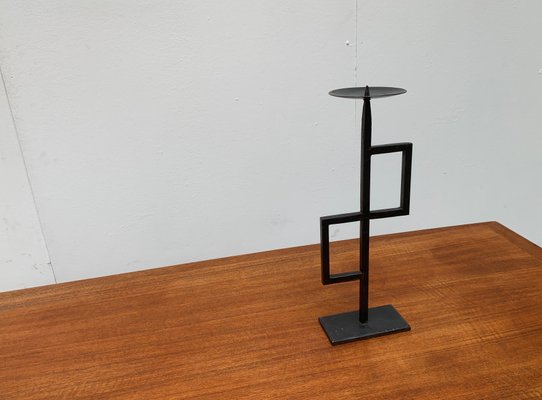 Mid-Century Brutalist Minimalistic Metal Candleholder-UAH-951027