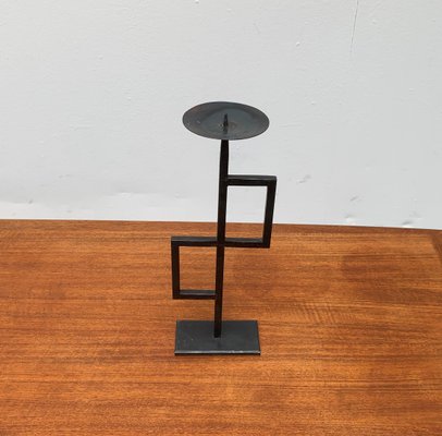 Mid-Century Brutalist Minimalistic Metal Candleholder-UAH-951027