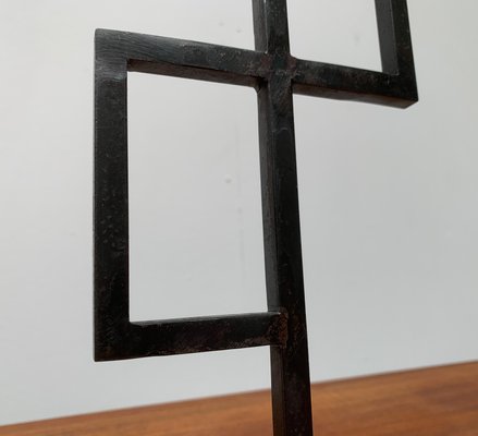 Mid-Century Brutalist Minimalistic Metal Candleholder-UAH-951027