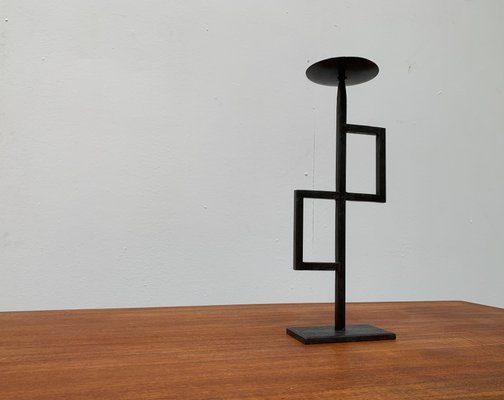 Mid-Century Brutalist Minimalistic Metal Candleholder-UAH-951027