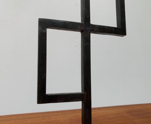 Mid-Century Brutalist Minimalistic Metal Candleholder-UAH-951027