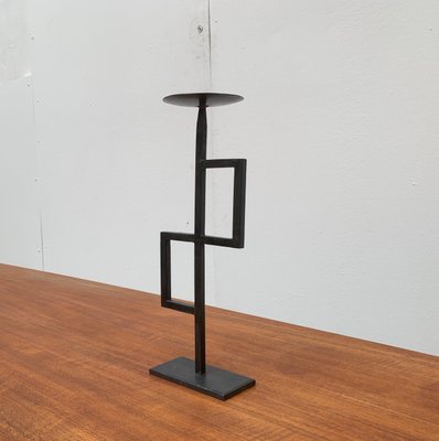 Mid-Century Brutalist Minimalistic Metal Candleholder-UAH-951027