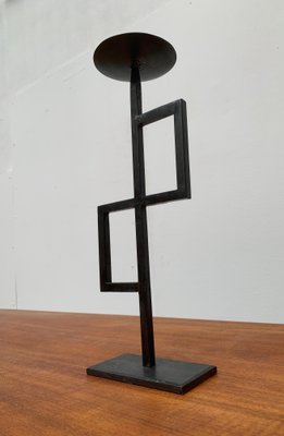 Mid-Century Brutalist Minimalistic Metal Candleholder-UAH-951027