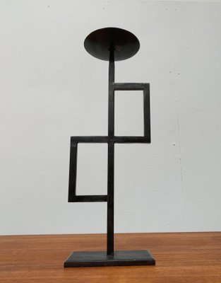 Mid-Century Brutalist Minimalistic Metal Candleholder-UAH-951027