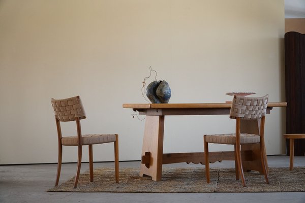 Mid-Century Brutalist Oak Dining Table, Danish, 1950s-MXF-1238807