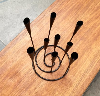 Mid-Century Brutalist String Style Metal Candleholder-UAH-968866