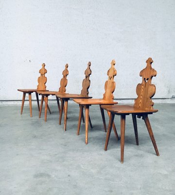 Mid-Century Brutalist Tiroler Chair Set, 1960s, Poland, Set of 5-RQV-1152720