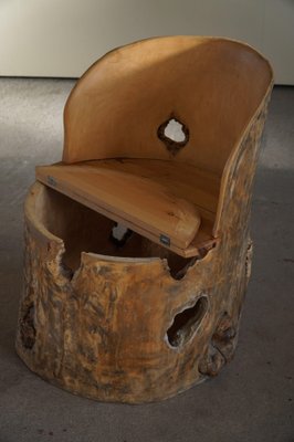 Mid-Century Brutalist Wood Stump Stool by Axel Einar Hjorth, Norway, 1970s-MXF-1404405