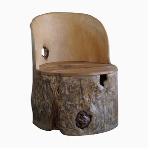 Mid-Century Brutalist Wood Stump Stool by Axel Einar Hjorth, Norway, 1970s-MXF-1404405