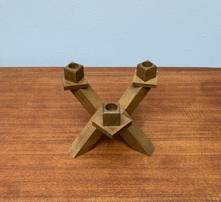 Mid-Century Brutalist Wooden Candleholder-UAH-1015084