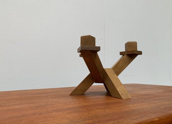 Mid-Century Brutalist Wooden Candleholder-UAH-1015084