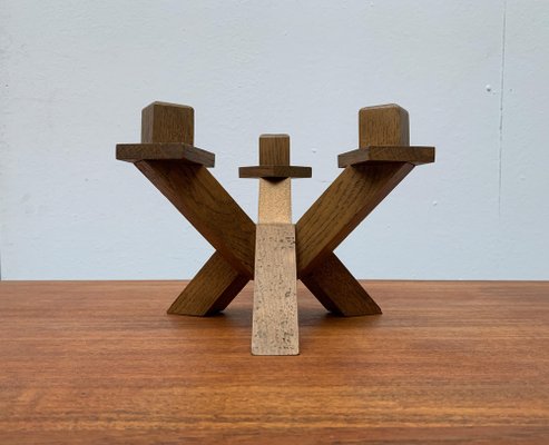 Mid-Century Brutalist Wooden Candleholder-UAH-1015084