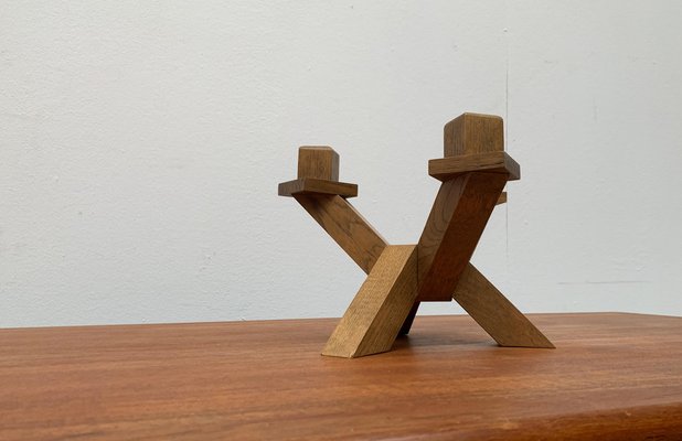 Mid-Century Brutalist Wooden Candleholder-UAH-1015084