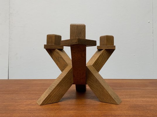 Mid-Century Brutalist Wooden Candleholder-UAH-1015084