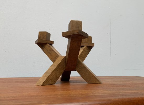 Mid-Century Brutalist Wooden Candleholder-UAH-1015084