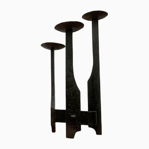 Mid-Century Brutalist Wrought Iron Candle Holder-UAH-1160519