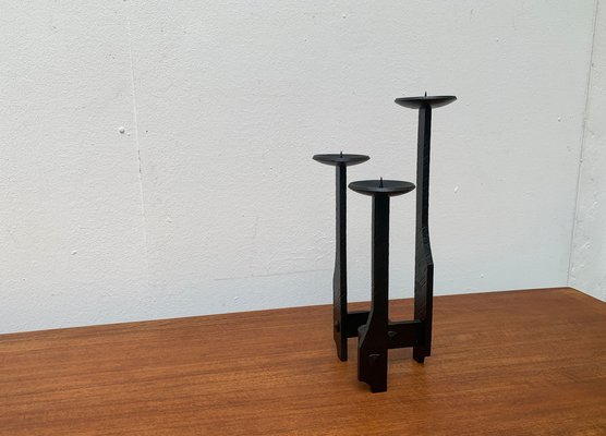 Mid-Century Brutalist Wrought Iron Candleholder, 1960s-UAH-1334577