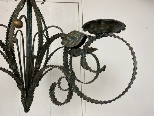 Mid-Century Brutalist Wrought Iron Chandelier-WZZ-992877