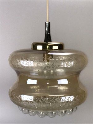 Mid-Century Bubble Glass & Brass Pendant Lamp-EJL-1063993