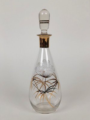 Mid-Century Cabana Style Glass Carafe with Hand-Painted Floral Pattern, 1950s-BAF-763437