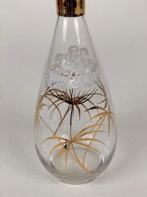 Mid-Century Cabana Style Glass Carafe with Hand-Painted Floral Pattern, 1950s-BAF-763437