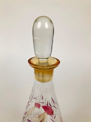 Mid-Century Cabana Style Glass Carafe with Hand-Painted Thistle Pattern, 1950s-BAF-763432