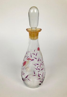 Mid-Century Cabana Style Glass Carafe with Hand-Painted Thistle Pattern, 1950s-BAF-763432