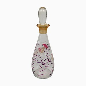 Mid-Century Cabana Style Glass Carafe with Hand-Painted Thistle Pattern, 1950s-BAF-763432