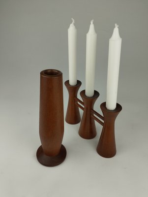 Mid-Century Candle Glow and Vases in Teak, Denmark, Set of 2-SFQ-1762453