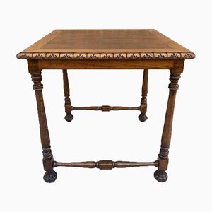 Mid-Century Carved Square Walnut Side Table in the Louis Philippe Style-NOU-774040