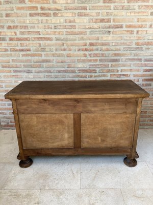 Mid-Century Carved Wooden Sideboard with 2 Drawers in Waist and Lower Door with Gilt Bronze Details-NOU-988003