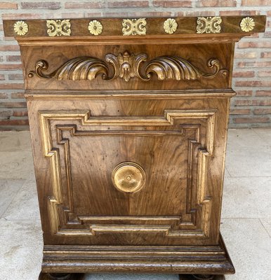 Mid-Century Carved Wooden Sideboard with 2 Drawers in Waist and Lower Door with Gilt Bronze Details-NOU-988003