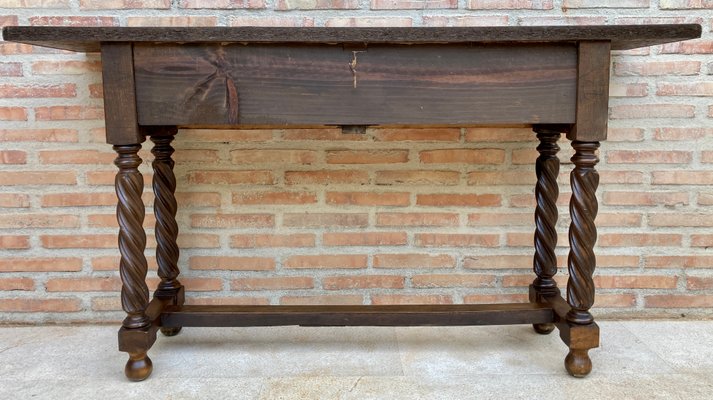 Mid-Century Castilian Console in Walnut With Two Front Drawers in Gold Leaf-NOU-1250486