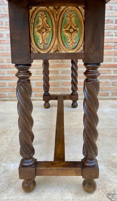 Mid-Century Castilian Console in Walnut With Two Front Drawers in Gold Leaf-NOU-1250486