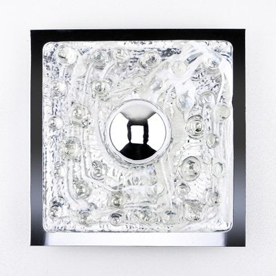 Mid-Century Ceiling or Wall Lamp with Thick Murano Glass Drops and Chrome from Sölken Leuchten, 1960s-QBR-1071089