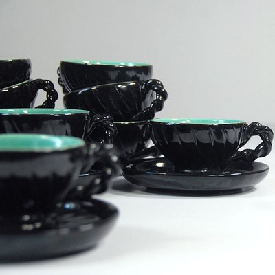 Mid-Century Ceramic Coffee Set from Cerenne Vallauris, 1950s, Set of 13-GIW-992980