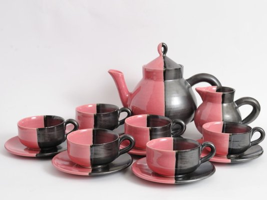 Mid-Century Ceramic Coffee Set from Cerenne Vallauris, 1950s, Set of 15-IXK-581484