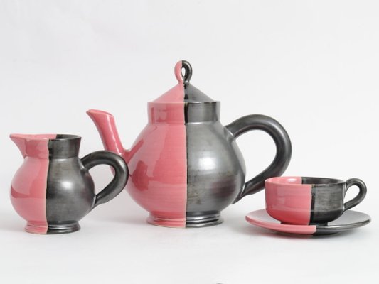 Mid-Century Ceramic Coffee Set from Cerenne Vallauris, 1950s, Set of 15-IXK-581484