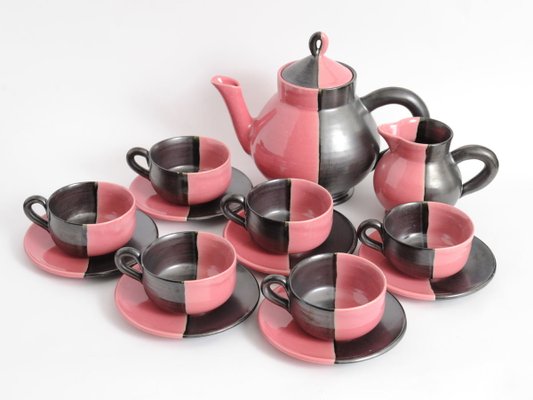 Mid-Century Ceramic Coffee Set from Cerenne Vallauris, 1950s, Set of 15-IXK-581484