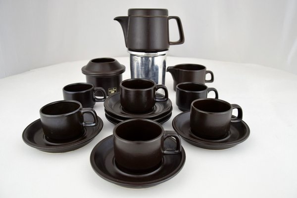 Mid-Century Ceramic Espresso Set from Ceramica Franco Pozzi, Set of 9-IEI-833368