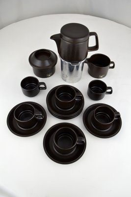 Mid-Century Ceramic Espresso Set from Ceramica Franco Pozzi, Set of 9-IEI-833368