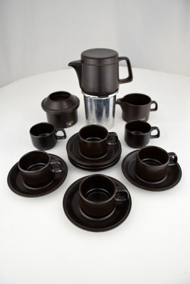 Mid-Century Ceramic Espresso Set from Ceramica Franco Pozzi, Set of 9-IEI-833368