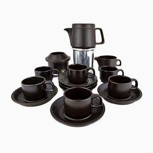 Mid-Century Ceramic Espresso Set from Ceramica Franco Pozzi, Set of 9-IEI-833368