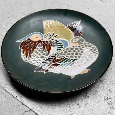 Mid-Century Ceramic Lovebirds Plate, Japan, 1970s-DWL-1767674