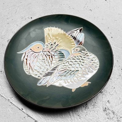 Mid-Century Ceramic Lovebirds Plate, Japan, 1970s-DWL-1767674