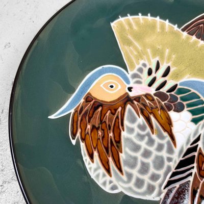 Mid-Century Ceramic Lovebirds Plate, Japan, 1970s-DWL-1767674