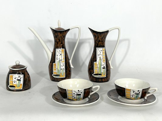 Mid-Century Ceramic Teapot Set by Alfa Ceramiche, Italy, 1950s, Set of 8-OT-1328285