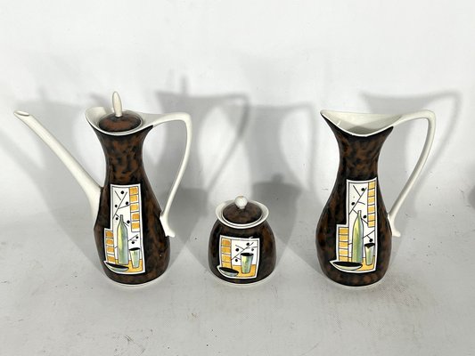 Mid-Century Ceramic Teapot Set by Alfa Ceramiche, Italy, 1950s, Set of 8-OT-1328285