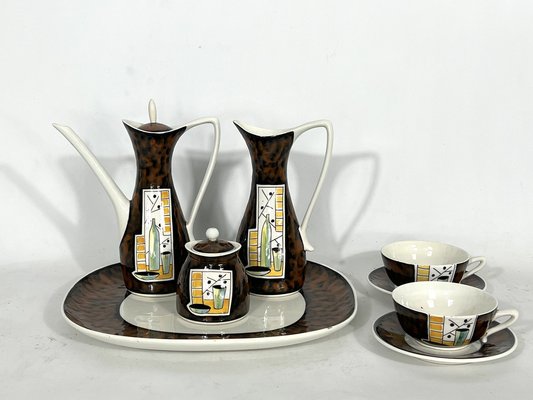 Mid-Century Ceramic Teapot Set by Alfa Ceramiche, Italy, 1950s, Set of 8-OT-1328285