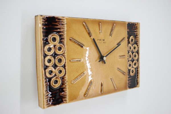 Mid-Century Ceramic Wall Clock by Prim, Czechoslovakia, 1960s-TZ-1111249